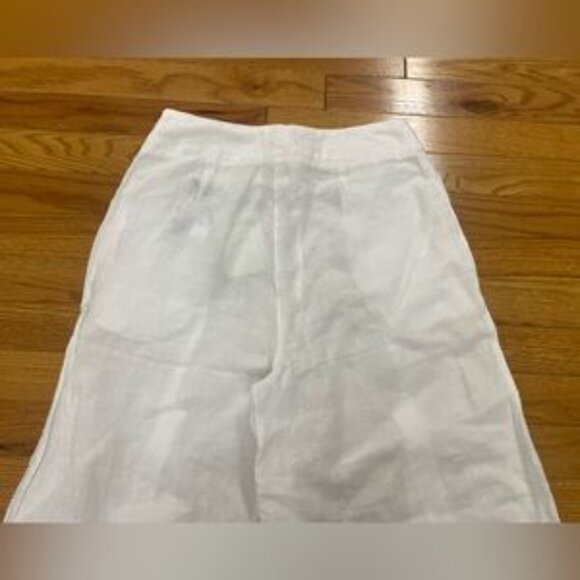 120% Lino NWT Resort Linen Split-Front Pants WHITE Small - Picture 4 of 8